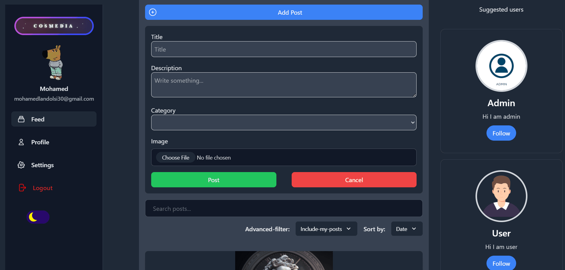 Cosmedia: Social Media Platform