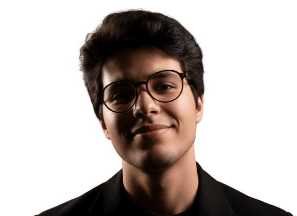 Person peeking from behind a laptop